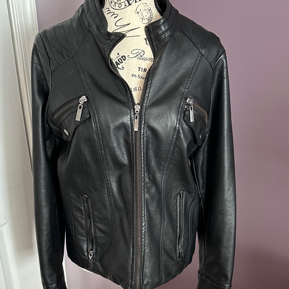 Women's Black Vegan Leather Jacket